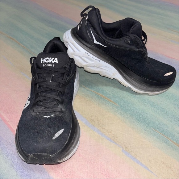 HOKA Bondi 8 running shoes black white size 9.5 men’s main image 5